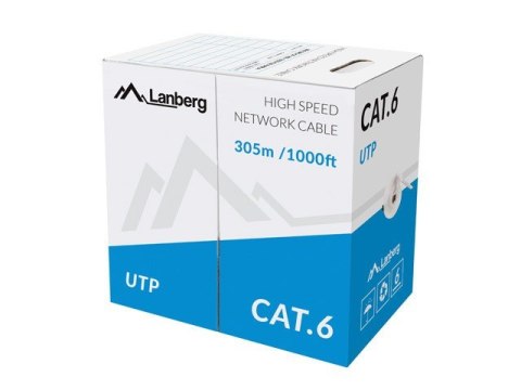Lanberg Kabel UTP Kat.6 CU 305 m drut szary Lanberg Kabel UTP Kat.6 CU 305 m drut szary