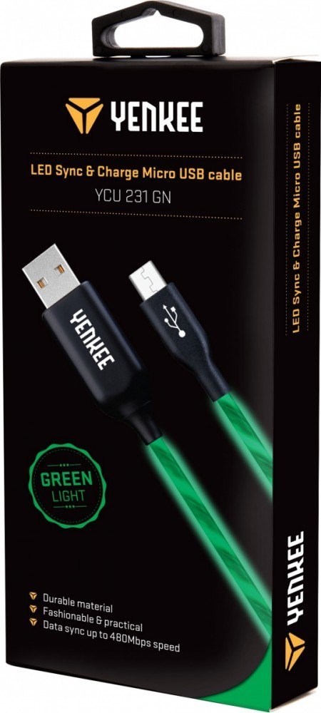 YENKEE Kabel YCU 231 zielony LED Micro USB LED 2.0 YENKEE Kabel YCU 231 zielony LED Micro USB LED 2.0