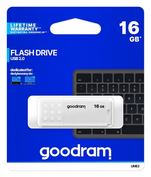 GOODRAM Pendrive UME2 16GB USB 2.0 Biały GOODRAM Pendrive UME2 16GB USB 2.0 Biały