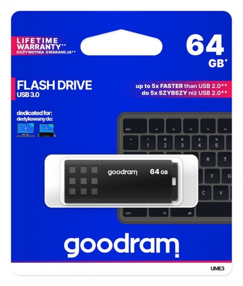 GOODRAM Pendrive UME3 64GB USB 3.0 Czarny GOODRAM Pendrive UME3 64GB USB 3.0 Czarny