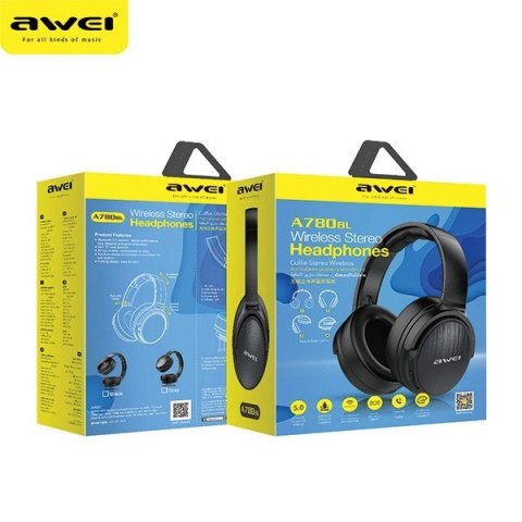 AWEI Słuchawki nauszne Bluetooth A780BL czarne AWEI Słuchawki nauszne Bluetooth A780BL czarne