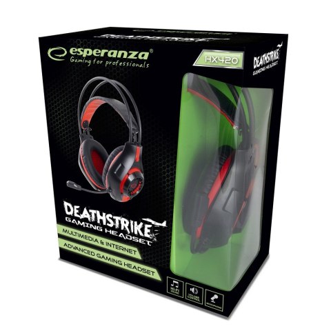 Esperanza Słuchawki z mikrofonem gaming Deathstrike Czerwone Esperanza Słuchawki z mikrofonem gaming Deathstrike Czerwone