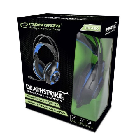 Esperanza Słuchawki z mikrofonem gaming Deathstrike Niebieskie Esperanza Słuchawki z mikrofonem gaming Deathstrike Niebieskie