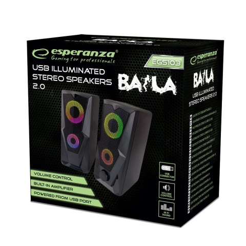 Esperanza Głośnik 2,0 USB Led Rainbow Baila Esperanza Głośnik 2,0 USB Led Rainbow Baila