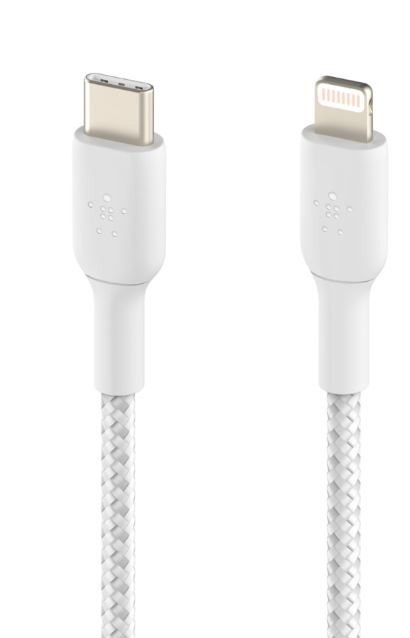 Belkin Kabel Braided USB-C Lightning 1m biały Belkin Kabel Braided USB-C Lightning 1m biały