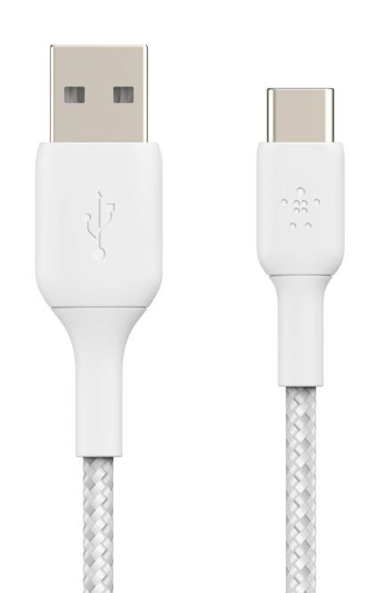 Belkin Kabel Braided USB-C USB-A 15cm biały Belkin Kabel Braided USB-C USB-A 15cm biały