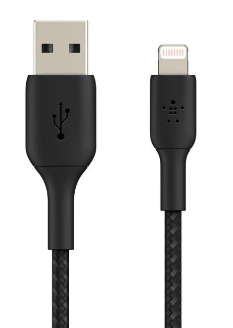 Belkin Kabel Braided USB- Lightning 15cm czarny Belkin Kabel Braided USB- Lightning 15cm czarny