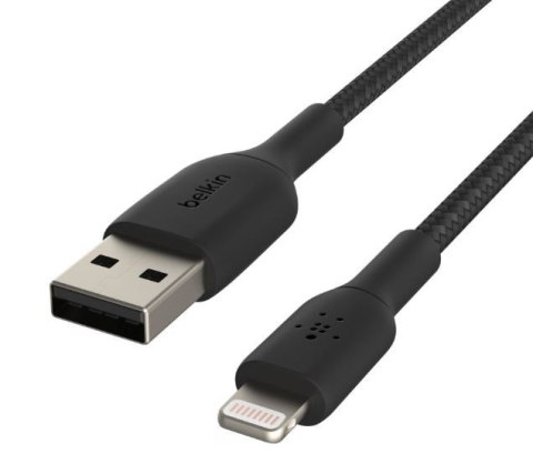 Belkin Kabel Braided USB- Lightning 15cm czarny Belkin Kabel Braided USB- Lightning 15cm czarny