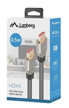 Lanberg Kabel HDMI M/M V2.1 0.5m 8K 60HZ czarny Lanberg Kabel HDMI M/M V2.1 0.5m 8K 60HZ czarny