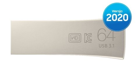 Samsung Pendrive BAR Plus USB3.1 64 GB Champaign Silver Samsung Pendrive BAR Plus USB3.1 64 GB Champaign Silver