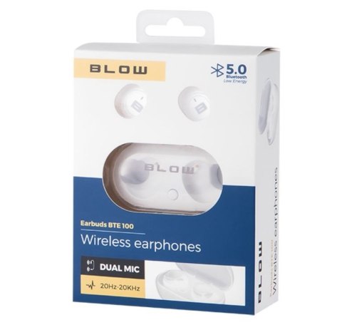 BLOW Słuchawki BTE100 Earbuds Bluetooth Białe BLOW Słuchawki BTE100 Earbuds Bluetooth Białe