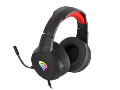 Natec Słuchawki dla graczy Genesis Neon 200 z mikrofonem podświetlenie RGB Czarno-czerwone Natec Słuchawki dla graczy Genesis Neon 200 z mikrofonem podświetlenie RGB Czarno-czerwone