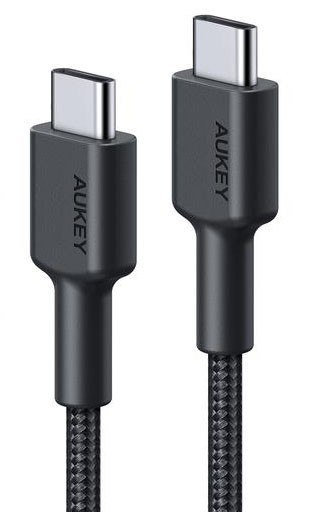 AUKEY CB-CC1 OEM nylonowy kabel Quick Charge USB C - USB C | 1m | 5 Gbps | 3A | 60W PD | 20V