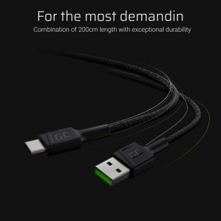 Green Cell Kabel GC PowerStream USB - USB-C 200 cm, QC 3.0