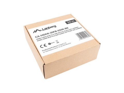Lanberg Kabel HDMI M/M v2.0 CA-HDMI-20FB-0500-BK 50m czarny Lanberg Kabel HDMI M/M v2.0 CA-HDMI-20FB-0500-BK 50m czarny