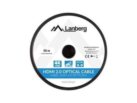 Lanberg Kabel HDMI M/M v2.0 CA-HDMI-20FB-0500-BK 50m czarny Lanberg Kabel HDMI M/M v2.0 CA-HDMI-20FB-0500-BK 50m czarny