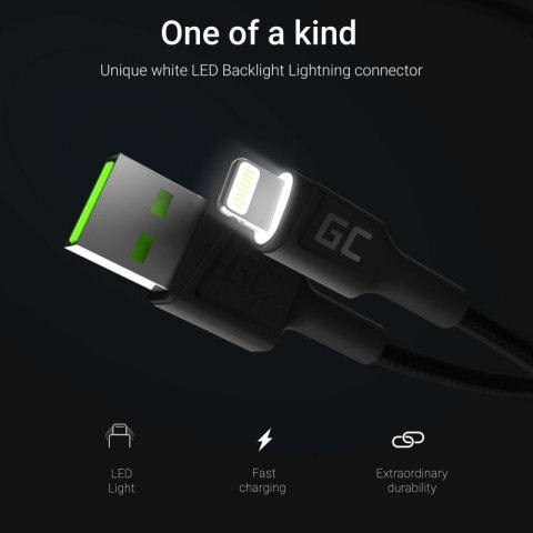 Green Cell Kabel zestaw 3x GC Ray USB - Lightning 120 cm, LED