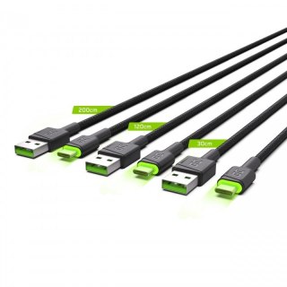 Green Cell Kabel zestaw 3x GC Ray USB - USB-C 200 cm, LED