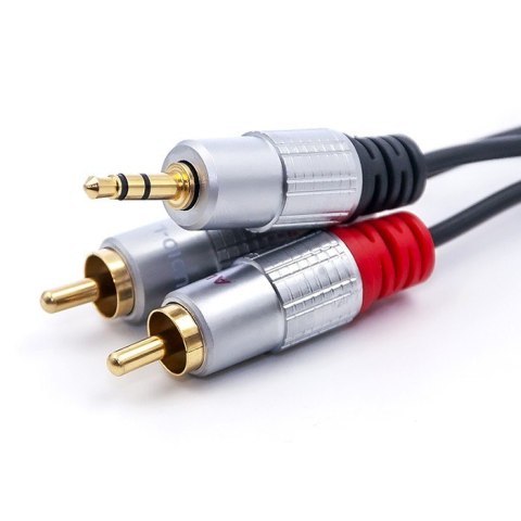 Qoltec Kabel 2xRCA / Mini Jack 3.5mm | 3m | czarny Qoltec Kabel 2xRCA / Mini Jack 3.5mm | 3m | czarny