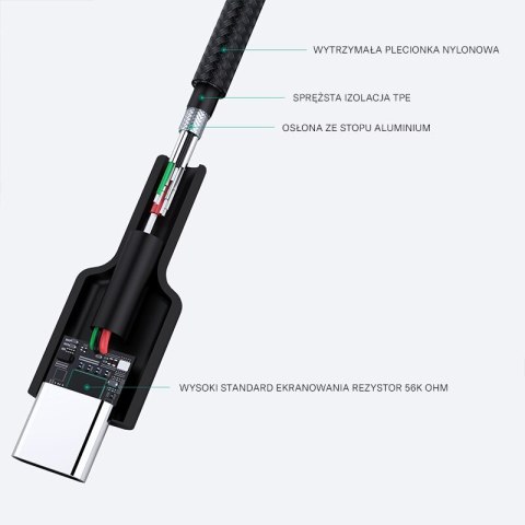 AUKEY CB-CA3 OEM nylonowy kabel Quick Charge USB C-USB A | FCP | AFC | 3m | 5Gbps | 3A | 60W PD | 20V AUKEY CB-CA3 OEM nylonowy kabel Quick Charge USB C-USB A | FCP | AFC | 3m | 5Gbps | 3A | 60W PD | 20V
