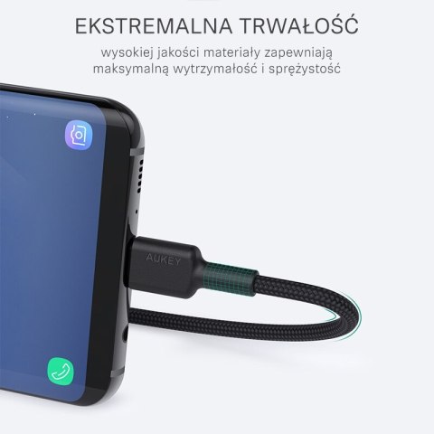AUKEY CB-CA3 OEM nylonowy kabel Quick Charge USB C-USB A | FCP | AFC | 3m | 5Gbps | 3A | 60W PD | 20V AUKEY CB-CA3 OEM nylonowy kabel Quick Charge USB C-USB A | FCP | AFC | 3m | 5Gbps | 3A | 60W PD | 20V
