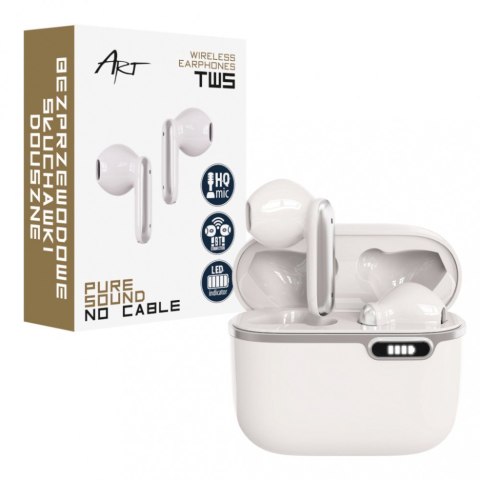 ART Słuchawki Bluetooth z HQ mikrofonem TWS (USB-C) Białe ART Słuchawki Bluetooth z HQ mikrofonem TWS (USB-C) Białe