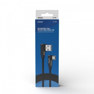 Savio Kabel z dwustronnym złączem USB Micro USB - USB A 2m, CL-162
