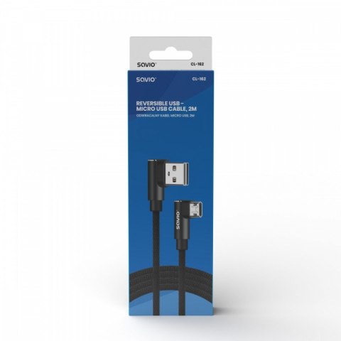 Savio Kabel z dwustronnym złączem USB Micro USB - USB A 2m, CL-162