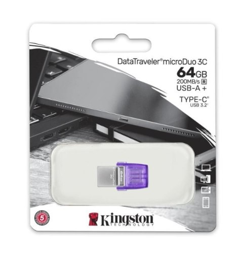 Kingston Pendrive Data Traveler MicroDuo 3C G3 64GB USB-A/USB-C Kingston Pendrive Data Traveler MicroDuo 3C G3 64GB USB-A/USB-C