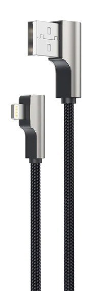 AUKEY CB-AL04 Czarny OEM nylonowy kabel USB - Lightning | 1m | wtyki 90 stopni | certyfikat MFi AUKEY CB-AL04 Czarny OEM nylonowy kabel USB - Lightning | 1m | wtyki 90 stopni | certyfikat MFi