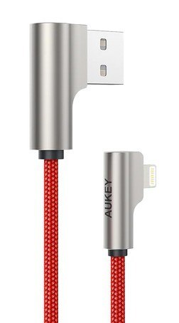 AUKEY CB-AL04 Czerwony OEM nylonowy kabel USB - Lightning | 1m | wtyki90 stopni | certyfikat MFi AUKEY CB-AL04 Czerwony OEM nylonowy kabel USB - Lightning | 1m | wtyki90 stopni | certyfikat MFi