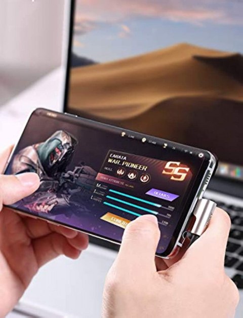 AUKEY CB-CMD37 Black OEM nylonowy kabel USB C - USB C | 1m | wtyki 90 stopni | 3A | 60W PD | 20V AUKEY CB-CMD37 Black OEM nylonowy kabel USB C - USB C | 1m | wtyki 90 stopni | 3A | 60W PD | 20V