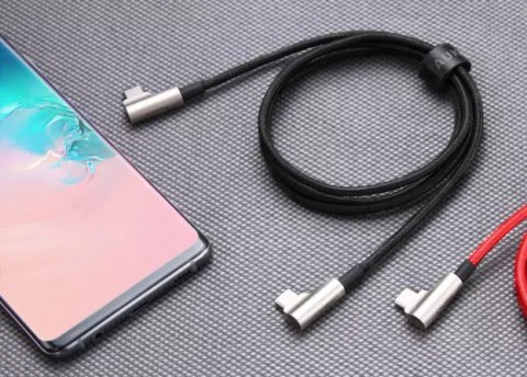 AUKEY CB-CMD37 Black OEM nylonowy kabel USB C - USB C | 1m | wtyki 90 stopni | 3A | 60W PD | 20V AUKEY CB-CMD37 Black OEM nylonowy kabel USB C - USB C | 1m | wtyki 90 stopni | 3A | 60W PD | 20V