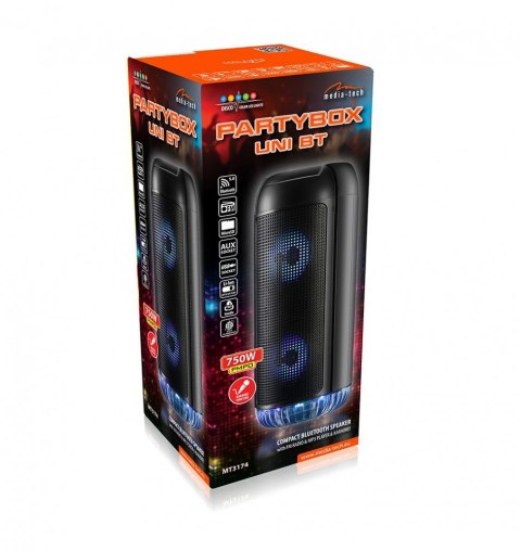 Media-Tech Głośnik PARTYBOX UNI BT MT3174 Bluetooth 5.0/Karaoke/FM/MP3/MicroSD/USB/AUX/LED/RMS 30W/PMPO 750W Media-Tech Głośnik PARTYBOX UNI BT MT3174 Bluetooth 5.0/Karaoke/FM/MP3/MicroSD/USB/AUX/LED/RMS 30W/PMPO 750W
