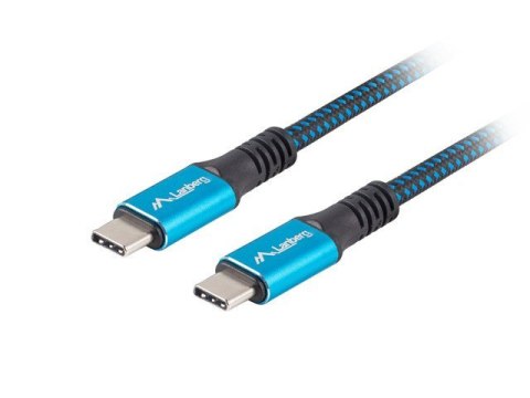 Lanberg Kabel USB-C M/M USB4 0.5m 100W 8K 60HZ czarno-niebieski Lanberg Kabel USB-C M/M USB4 0.5m 100W 8K 60HZ czarno-niebieski