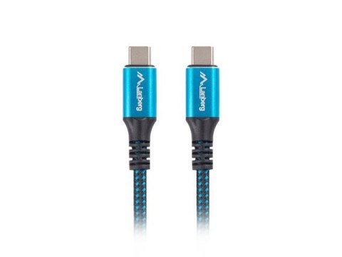 Lanberg Kabel USB-C M/M USB4 0.5m 100W 8K 60HZ czarno-niebieski Lanberg Kabel USB-C M/M USB4 0.5m 100W 8K 60HZ czarno-niebieski