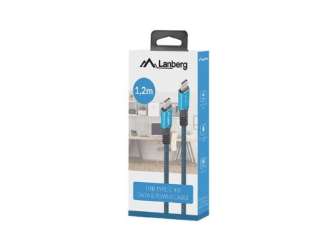 Lanberg Kabel USB-C M/M USB4 1.2m 100W 8K 60HZ czarno-niebieski Lanberg Kabel USB-C M/M USB4 1.2m 100W 8K 60HZ czarno-niebieski