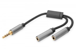 Digitus Kabel adapter headset Mini Jack 3,5mm/2x 3,5mm Mini Jack M/Ż nylon 0,2m
