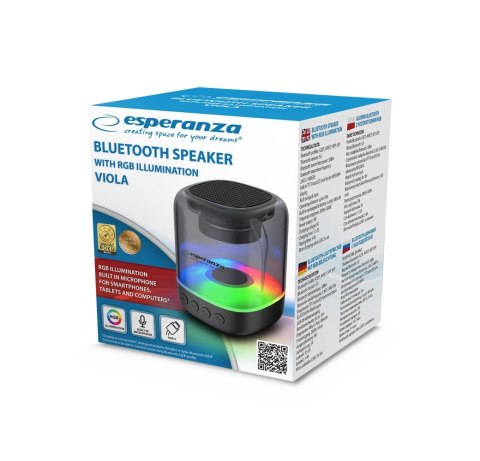 Esperanza Głośnik BT FM LED RGB Viola Esperanza Głośnik BT FM LED RGB Viola