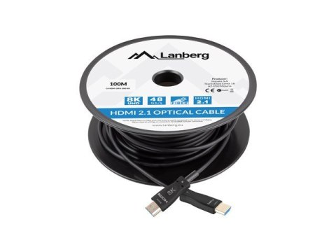 Lanberg Kabel HDMI M/M v2.1 100M 8K czarny optyczny AOC Lanberg Kabel HDMI M/M v2.1 100M 8K czarny optyczny AOC
