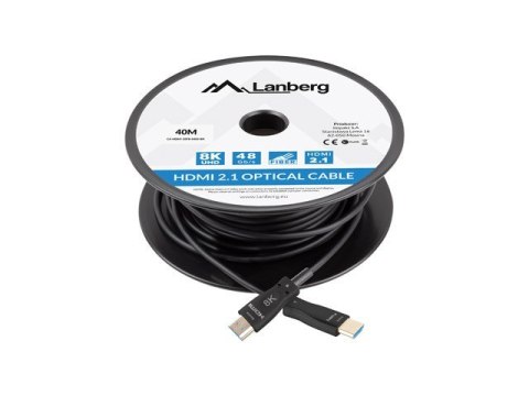 Lanberg Kabel HDMI M/M v2.1 40M 8K czarny optyczny AOC Lanberg Kabel HDMI M/M v2.1 40M 8K czarny optyczny AOC