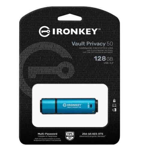 Kingston Pendrive 128GB IronKey Vault Privacy 50 AES-256 FIPS-197 Kingston Pendrive 128GB IronKey Vault Privacy 50 AES-256 FIPS-197
