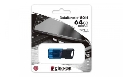 Kingston Pendrive 64GB DT80M 200MB/s USB-C 3.2 Gen1 Kingston Pendrive 64GB DT80M 200MB/s USB-C 3.2 Gen1