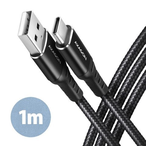 AXAGON BUCM-AM10AB Kabel USB-C - USB-A, 1.0m USB 2.0, 3A, ALU, oplot Czarny AXAGON BUCM-AM10AB Kabel USB-C - USB-A, 1.0m USB 2.0, 3A, ALU, oplot Czarny
