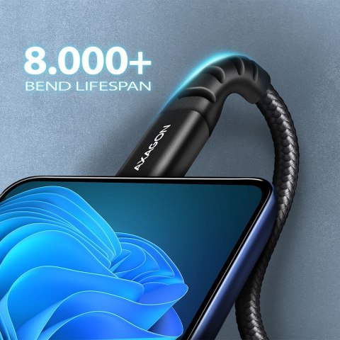 AXAGON BUCM-AM10AB Kabel USB-C - USB-A, 1.0m USB 2.0, 3A, ALU, oplot Czarny AXAGON BUCM-AM10AB Kabel USB-C - USB-A, 1.0m USB 2.0, 3A, ALU, oplot Czarny
