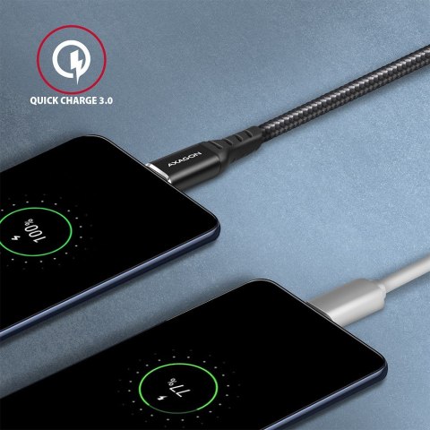 AXAGON BUCM-AM20AB Kabel USB-C - USB-A, 2m, USB 2.0, 3A, ALU, oplot, Czarny AXAGON BUCM-AM20AB Kabel USB-C - USB-A, 2m, USB 2.0, 3A, ALU, oplot, Czarny