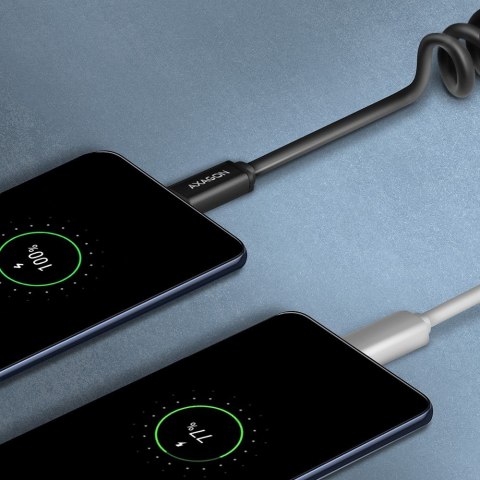 AXAGON BUCM-AM20TB Kabel Twister USB-C - USB-A, 1.1m, USB2.0 3A, ALU, czarny