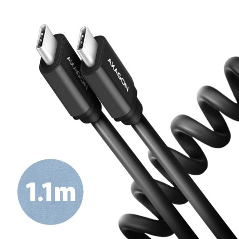 AXAGON BUCM-CM20TB Kabel Twister USB-C - USB-C, 1.1m USB2.0 3A ALU, czarny