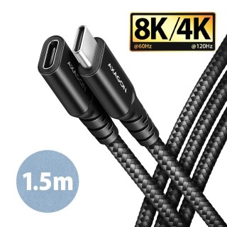 AXAGON BUCM32-CF15AB Kabel przedłużacz Gen2 USB-C - USB-C 1.5m, 5A, 20Gbps, PD 240W, oplot, czarny