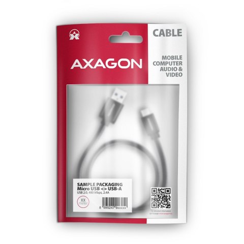 AXAGON BUMM-AM10AB Kabel MicroUSB - USB-A, 1m, USB 2.0, 2.4A, ALU, oplot, Czarny AXAGON BUMM-AM10AB Kabel MicroUSB - USB-A, 1m, USB 2.0, 2.4A, ALU, oplot, Czarny